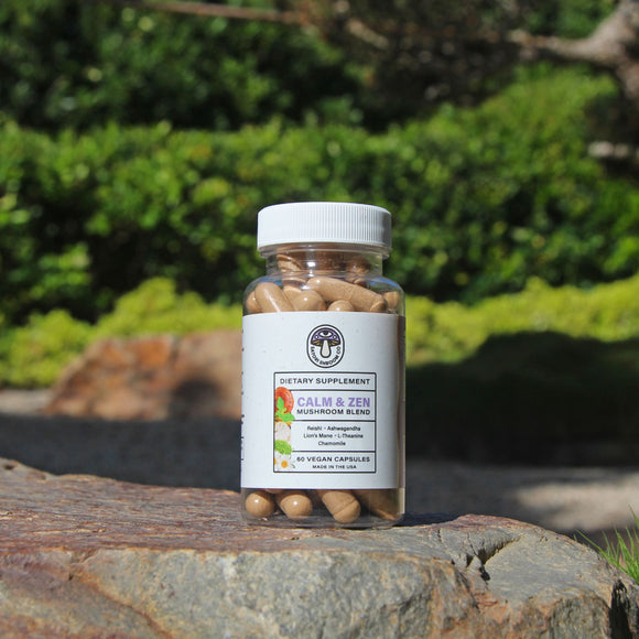 Satori Shroom Co. Calm and Zen Mushroom Blend Capsules Nature Lifestyle Product Image