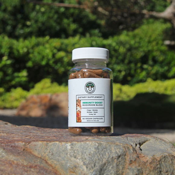 Satori Shroom Co. Immunity Boost Mushroom Blend Capsules Nature Lifestyle Image